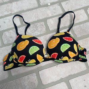 Pink Victoria's Secret RARE Citrus Party Print Wear Ever Super Push Up Bra 34A